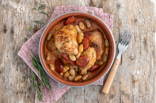 Chorizo, chicken and butter bean bake